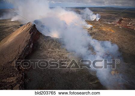 Stock Photography - Volcano letting off steam, Kilauea, Hawaii, United States. Fotosearch