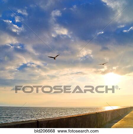 Walkway Along Oceanfront View Large Photo Image Stock Photo - Walkway Along Oceanfront. Fotosearch