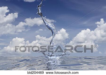 Stock Photo - Water stream splashing into pool. Fotosearch