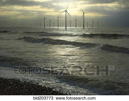 Wind turbines in ocean, Brighton, Sussex, England View Large Photo Image Stock Image - Wind turbines in ocean, Brighton, Sussex, England. Fotosearch