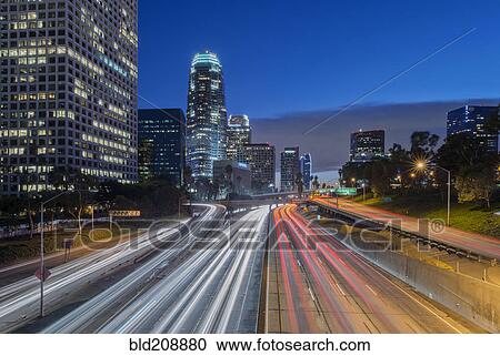 Stock Image - 110 Freeway & Downtown Los Angeles. Fotosearch