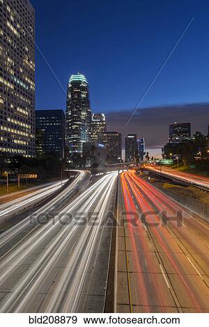 Stock Photo - 110 Freeway & Downtown Los Angeles. Fotosearch