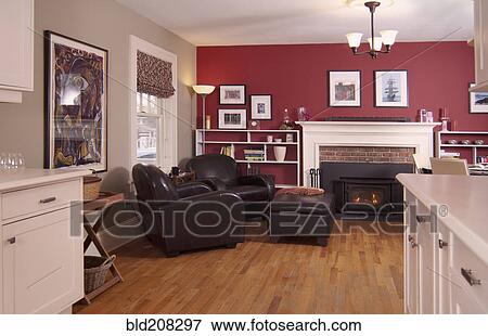Stock Photo - A house with a large kitchen area with a sitting area leading off it. Fotosearch
