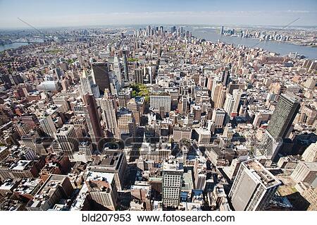 Stock Image - Aerial View of Manhattan. Fotosearch