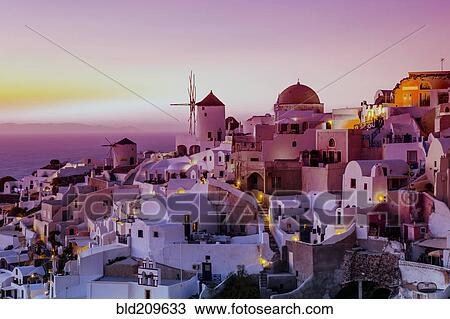 Aerial view of terraced village, Santorini, Greece View Large Photo Image Stock Image - Aerial view of terraced village, Santorini, Greece. Fotosearch