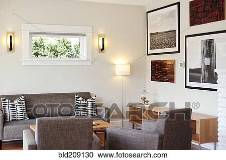 Armchairs and sofa in modern craftsman living room View Large Photo Image Stock Image - Armchairs and sofa in modern craftsman living room. Fotosearch
