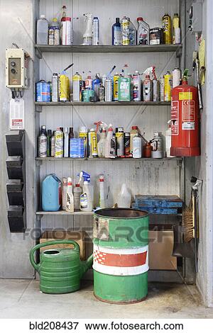 Assorted items in an auto repair garage View Large Photo Image Stock Photo - Assorted items in an auto repair garage. Fotosearch