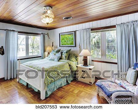 Bedroom With a Wood Ceiling View Large Photo Image Stock Image - Bedroom With a Wood Ceiling. Fotosearch