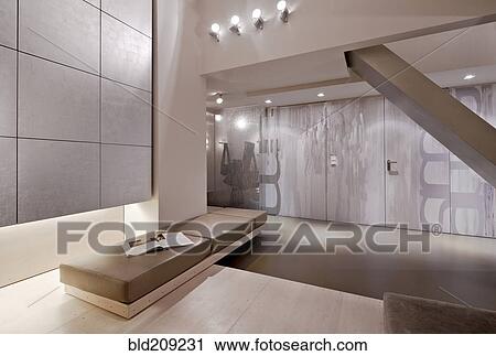 Stock Image - Bench in modern home. Fotosearch