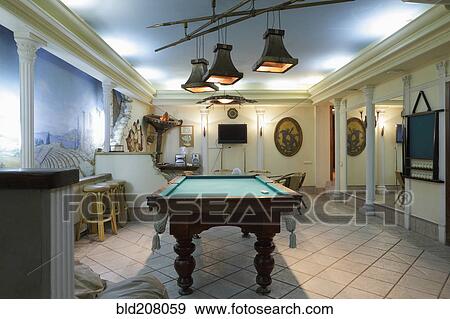 Stock Photo - Billiard Table in a Lounge. Fotosearch