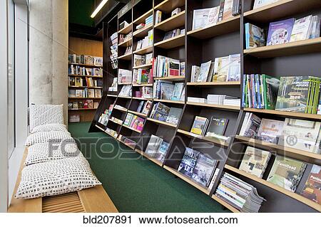 Stock Image - Bookstore Reading Bench. Fotosearch