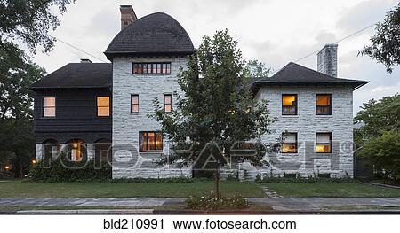 Stock Image - British Arts and Crafts house. Fotosearch