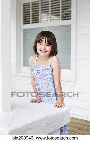 Stock Image - Caucasian girl smiling. Fotosearch