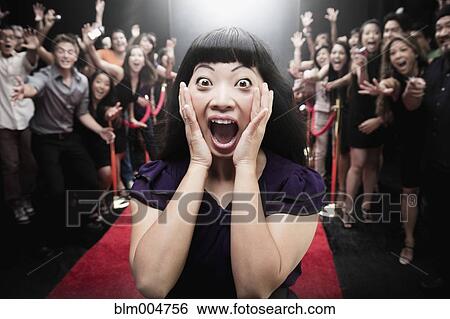 Chinese woman screaming on red carpet View Large Photo Image Stock Photograph - Chinese woman screaming on red carpet. Fotosearch