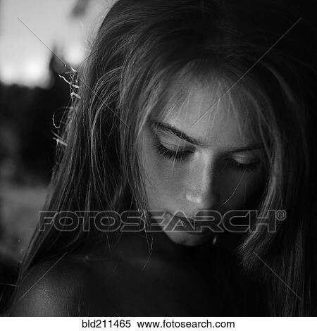 Stock Photography - Close up of Caucasian girl's face. Fotosearch