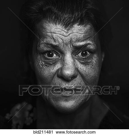 Stock Image - Close up of Senior Caucasian woman's face. Fotosearch