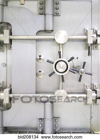 Picture - Closed Bank Vault Door. Fotosearch