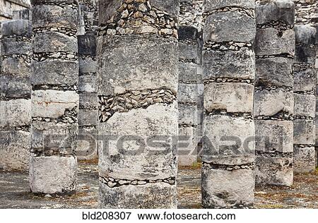 Columns in the Temple of a Thousand Warriors View Large Photo Image Stock Photo - Columns in the Temple of a Thousand Warriors. Fotosearch