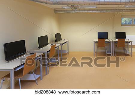 Computer room, desk and IT equipment View Large Photo Image Stock Photo - Computer room, desk and IT equipment. Fotosearch
