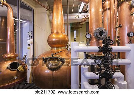 Copper stills in distillery View Large Photo Image Stock Image - Copper stills in distillery. Fotosearch