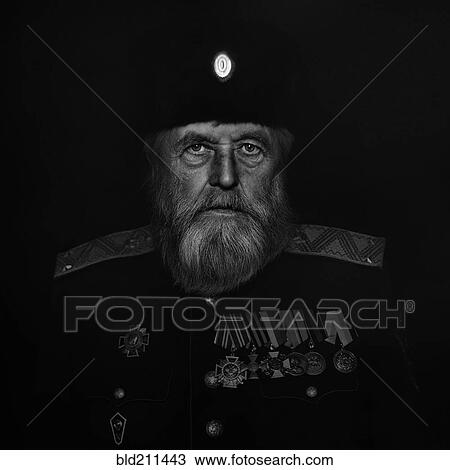 Stock Image - Cossack soldier wearing uniform. Fotosearch