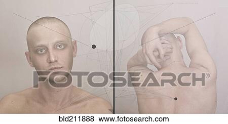 Stock Photo - Diptych of bare chested Caucasian man. Fotosearch