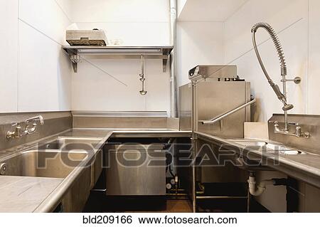 Stock Photograph - Empty commercial kitchen in restaurant. Fotosearch