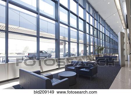 Empty lounge area in airport View Large Photo Image Stock Photo - Empty lounge area in airport. Fotosearch