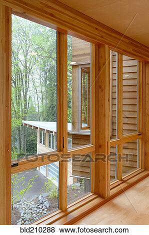 Stock Photo - Glass windows in modern home. Fotosearch