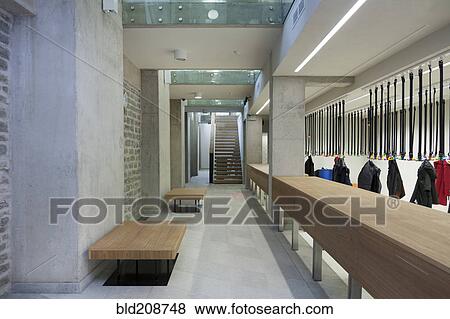 Stock Photo - Hallway and dressing room in the new buildings at Narva College. Fotosearch