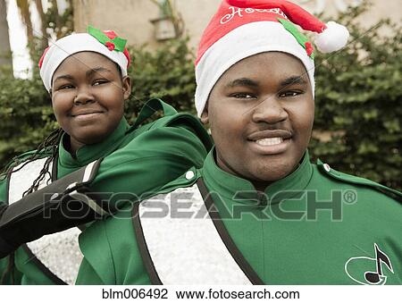 Stock Image - High school marching band at Christmas time. Fotosearch