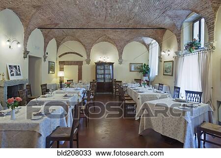 Stock Image - La Grotta Restaurant Dining Room. Fotosearch