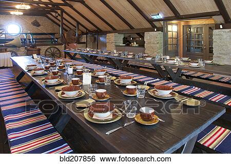 Stock Photograph - Long Dining Room Table. Fotosearch