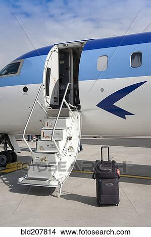 Luggage Near Airplane Steps View Large Photo Image Picture - Luggage Near Airplane Steps. Fotosearch