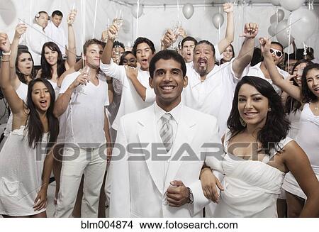 Picture - Married couple enjoying wedding reception. Fotosearch