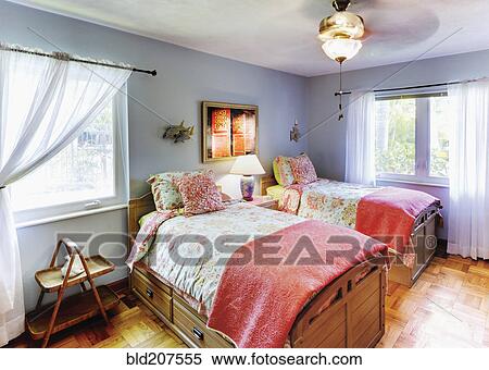 Matching Twin Beds View Large Photo Image Stock Photography - Matching Twin Beds. Fotosearch