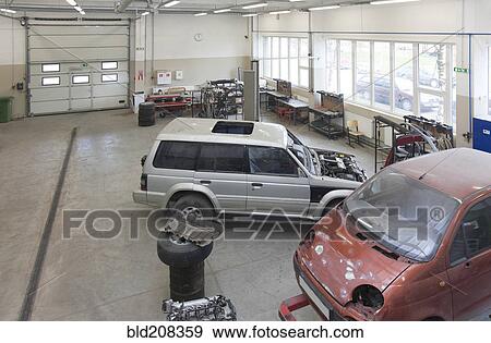Stock Photo - Mechanical and practical education facility car workshop. Fotosearch