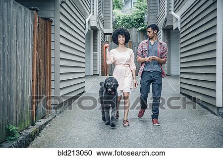 Mixed race mother and son walking dog in suburban apartment complex View Large Photo Image Stock Image - Mixed race mother and son walking dog in suburban apartment complex. Fotosearch