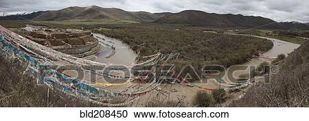 Mountain landscape, view from hillside over the world's largest mani wall View Large Photo Image Stock Image - Mountain landscape, view from hillside over the world's largest mani wall. Fotosearch