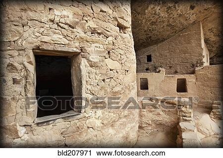 Stock Image - Native American Cliff Dwellings. Fotosearch