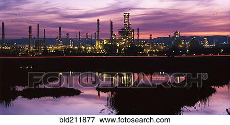 Oil Refinery at sunset, Martinez, California, United States View Large Photo Image Stock Photo - Oil Refinery at sunset, Martinez, California, United States. Fotosearch