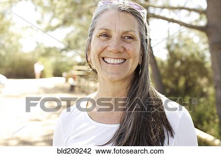 Stock Image - Older Caucasian woman smiling. Fotosearch