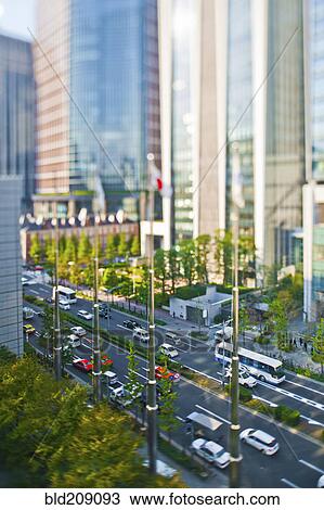 Overhead view of traffic on city street, Tokyo, Japan View Large Photo Image Stock Image - Overhead view of traffic on city street, Tokyo, Japan. Fotosearch