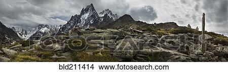 Picture - Path to Mer de Glace glacier in mountains, Chamonix, France. Fotosearch