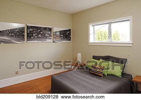 Photos and bed in bedroom View Large Photo Image Stock Photo - Photos and bed in bedroom. Fotosearch