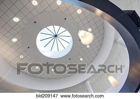 Recessed lights and skylight in domed ceiling Stock Photo ...