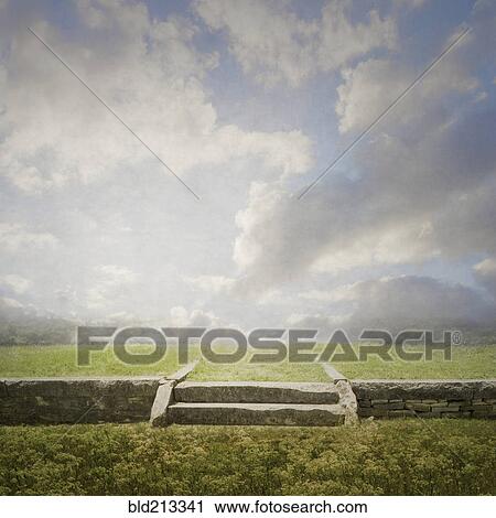 Rock wall and staircase under clouds in rural landscape View Large Photo Image Stock Image - Rock wall and staircase under clouds in rural landscape. Fotosearch
