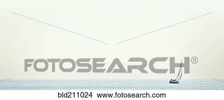 Picture - Sailboat in still water. Fotosearch