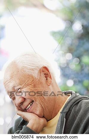 Picture - Senior Japanese man smiling. Fotosearch