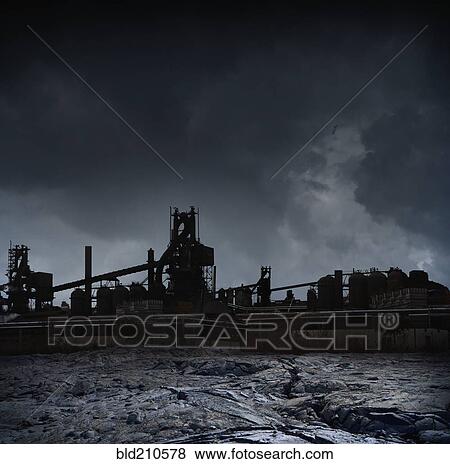 Silhouette of factories against stormy sky, Detroit, Michigan, United States View Large Photo Image Stock Photo - Silhouette of factories against stormy sky, Detroit, Michigan, United States. Fotosearch